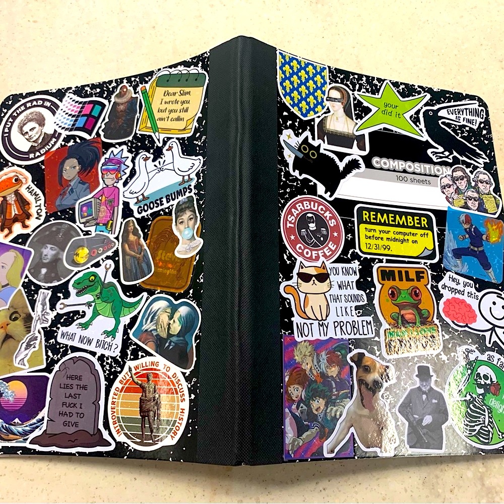 Brand New Sticker-Covered Composition Notebook. One-of-a-Kind